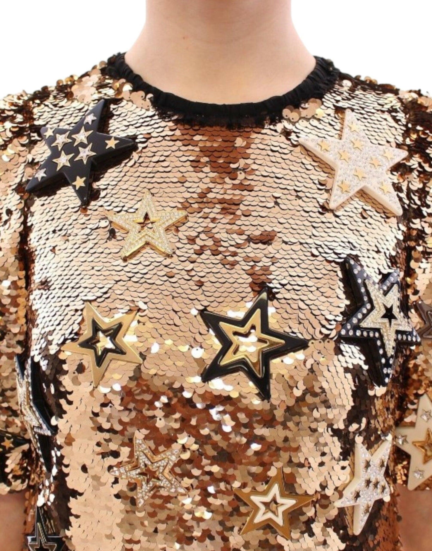 Dolce & Gabbana Exquisite Gold Sequined Star Sheath Dress - Arichezz.store