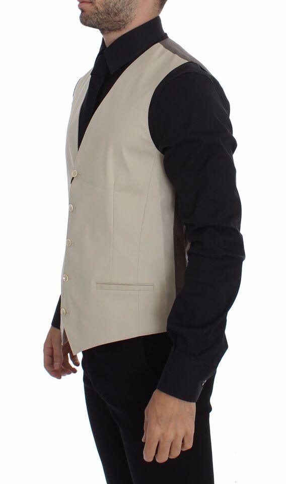 Dolce & Gabbana Elegant Beige Cotton Blend Dress Vest - Arichezz.store