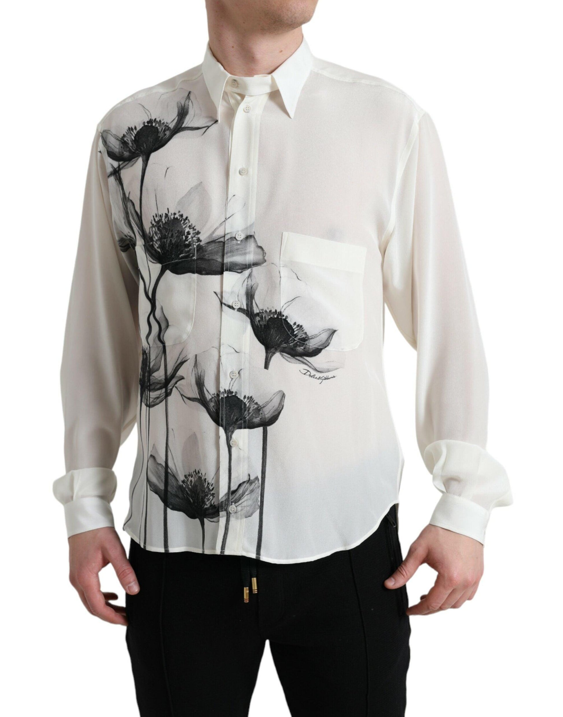 Dolce & Gabbana Elegant Floral Silk Dress Shirt - Arichezz.store