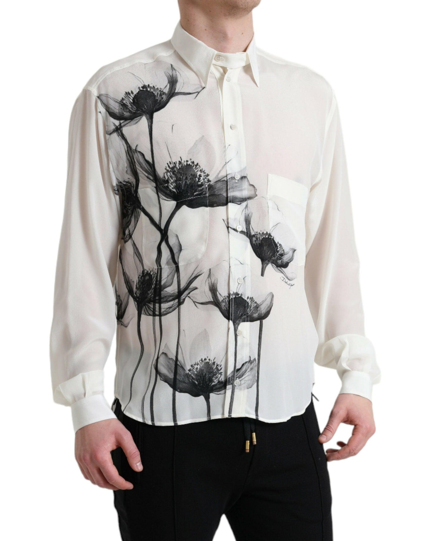 Dolce & Gabbana Elegant Floral Silk Dress Shirt - Arichezz.store