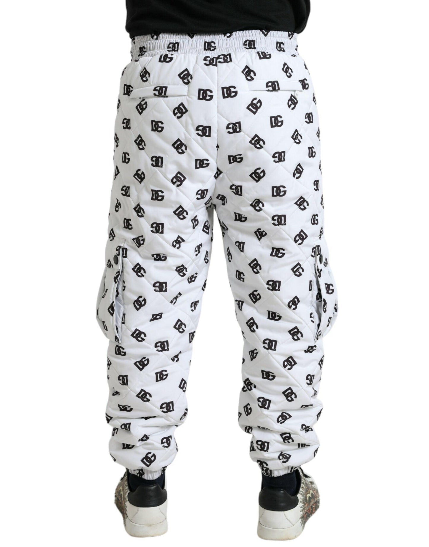 Dolce & Gabbana Chic White Jogger Pants with Iconic DG Print - Arichezz.store