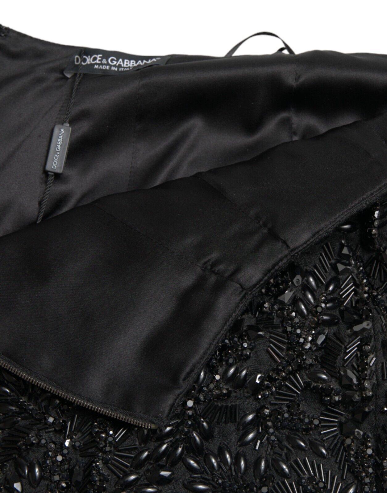 Dolce & Gabbana Black Crystal-Embellished Runway Skirt - Arichezz.store