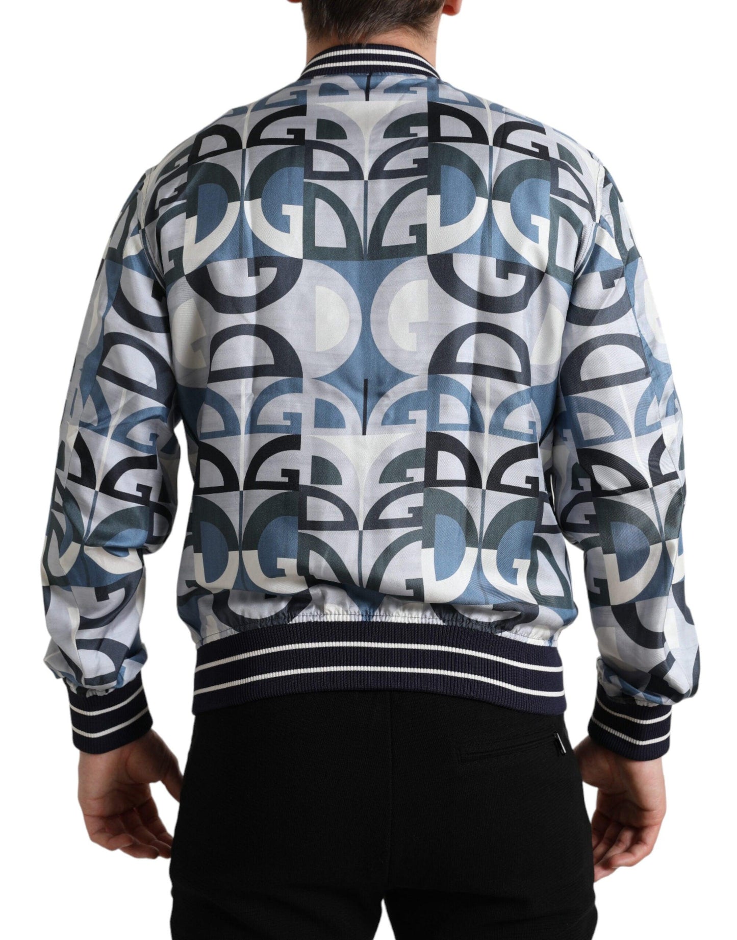 Dolce & Gabbana Multicolor Silk Bomber Jacket - Classic Elegance - Arichezz.store