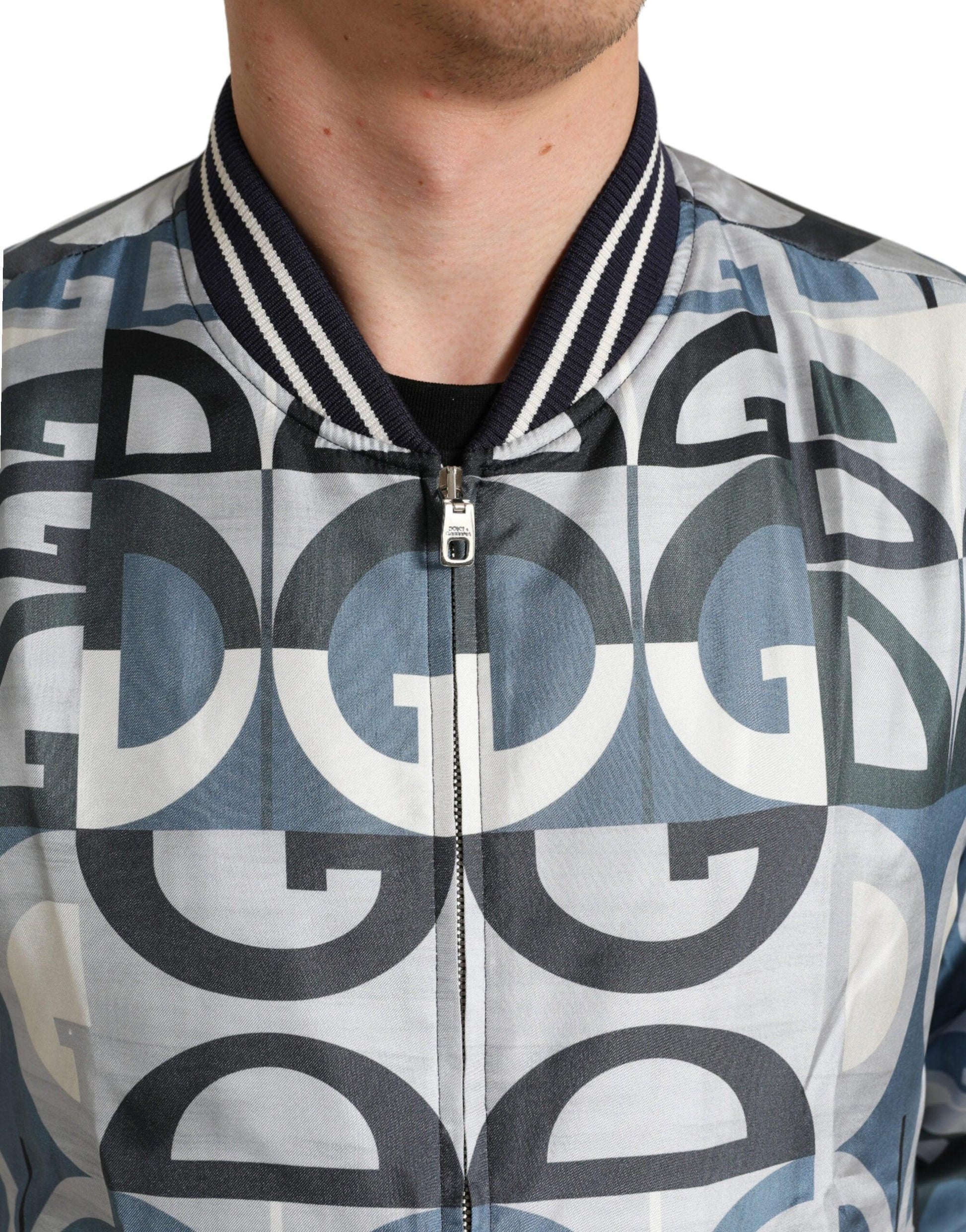 Dolce & Gabbana Multicolor Silk Bomber Jacket - Classic Elegance - Arichezz.store