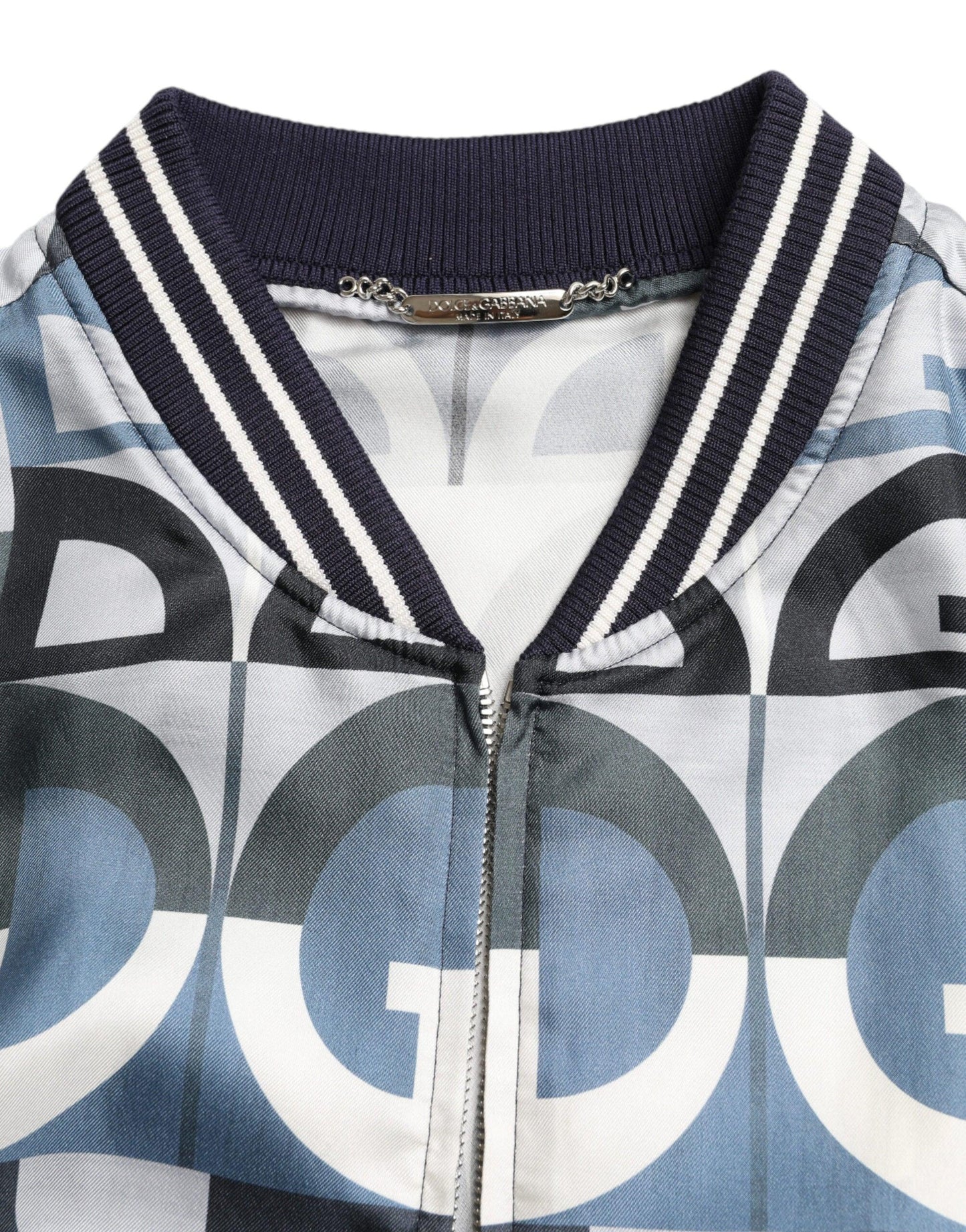 Dolce & Gabbana Multicolor Silk Bomber Jacket - Classic Elegance - Arichezz.store