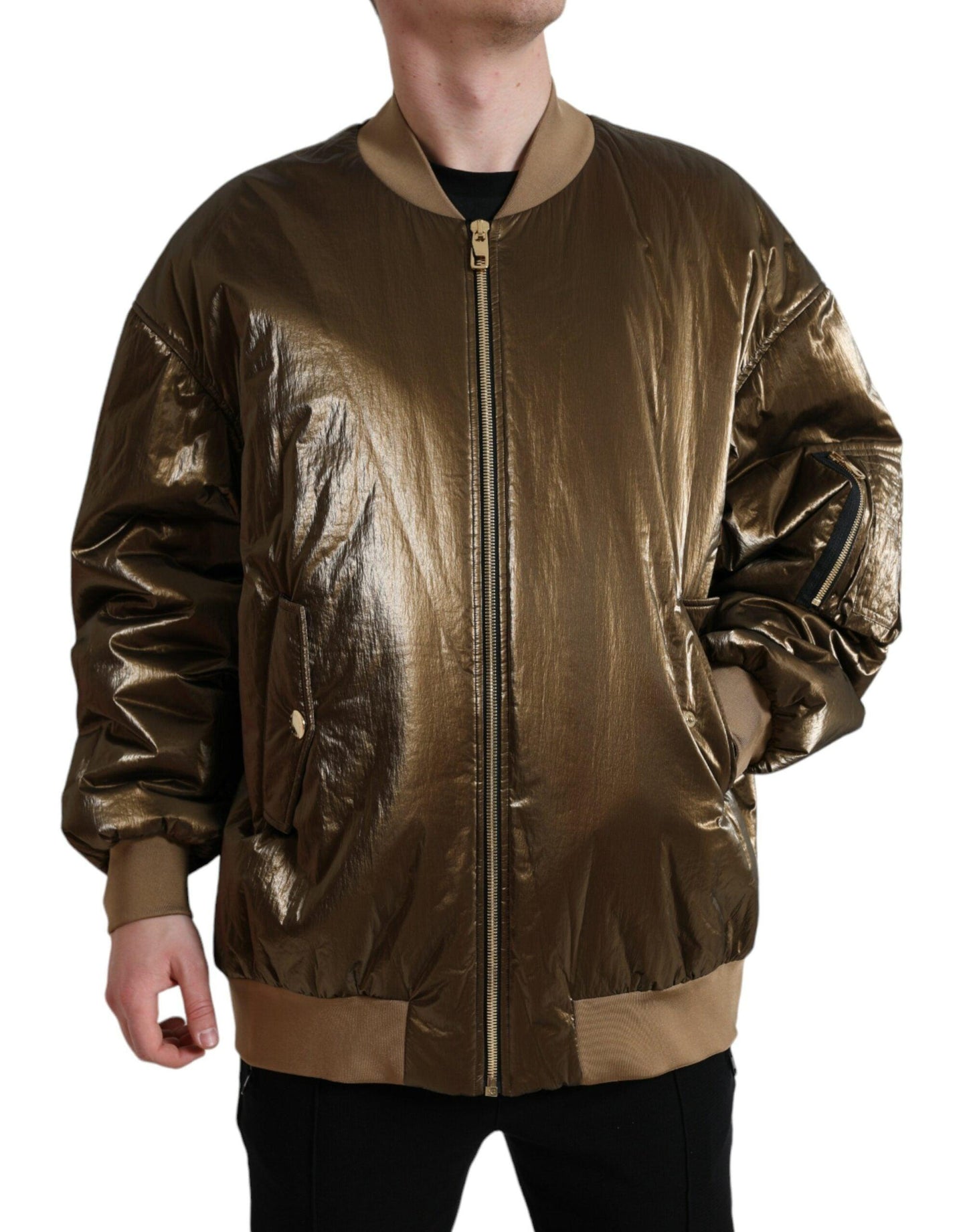 Dolce & Gabbana Elegant Bronze Bomber Jacket - Arichezz.store