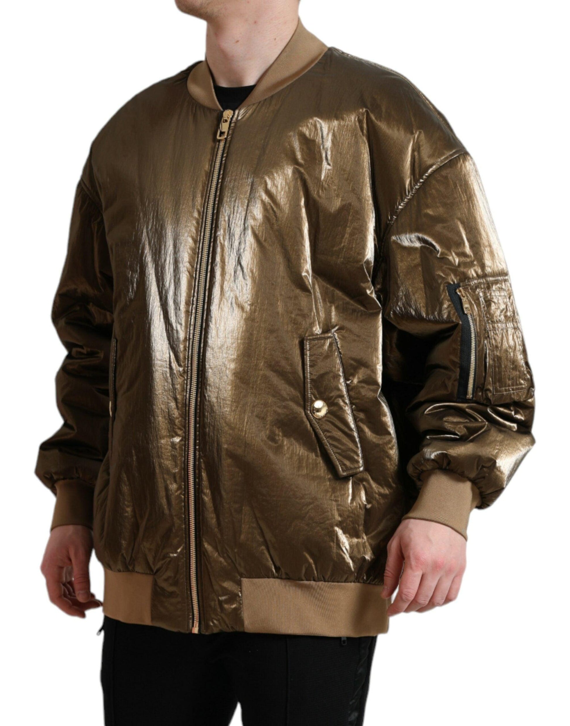 Dolce & Gabbana Elegant Bronze Bomber Jacket - Arichezz.store