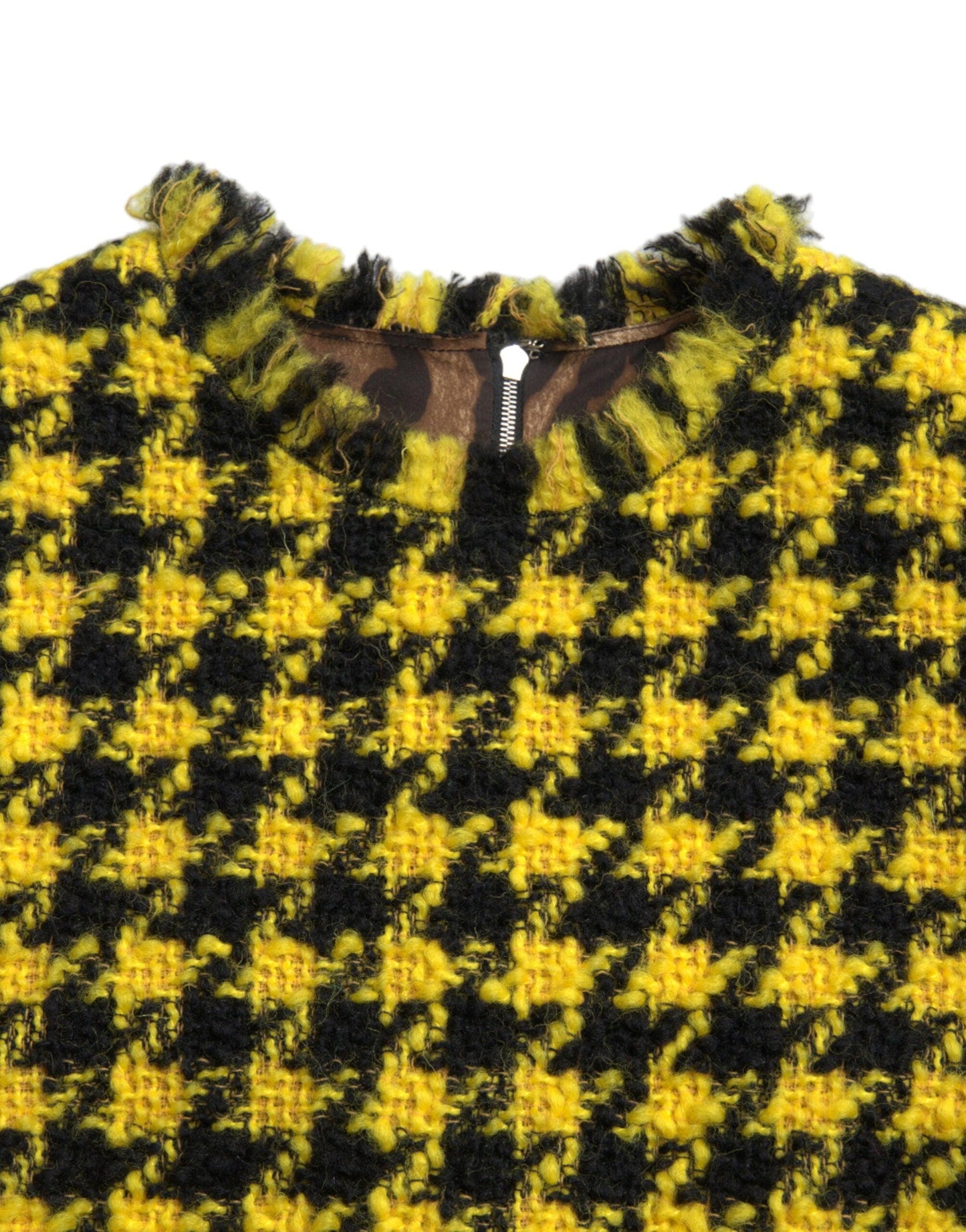 Dolce & Gabbana Houndstooth Knitted Chic Yellow Mini Skirt - Arichezz.store