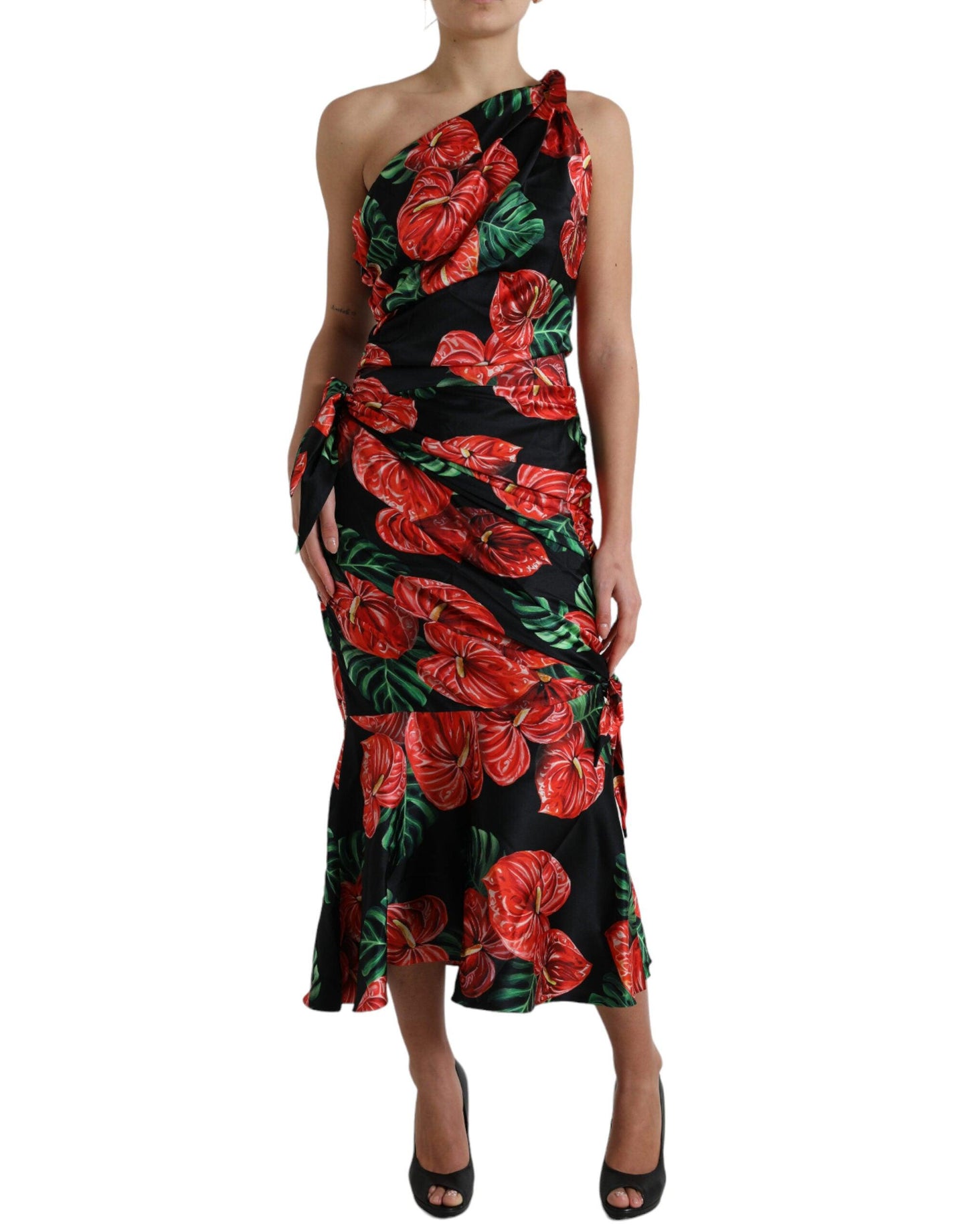 Dolce & Gabbana Tropical Elegance Silk Draped Dress - Arichezz.store