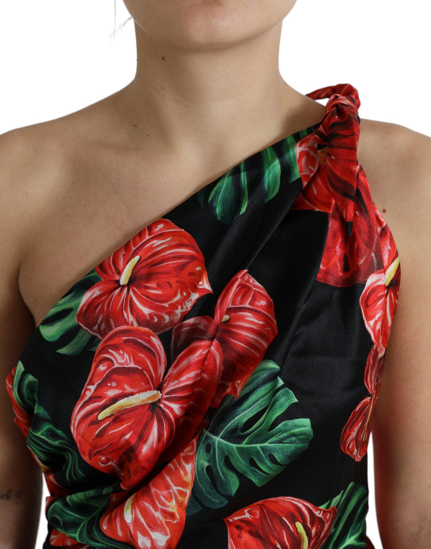 Dolce & Gabbana Tropical Elegance Silk Draped Dress - Arichezz.store