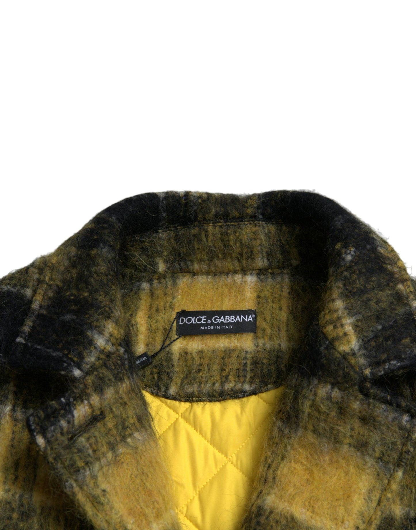 Dolce & Gabbana Sunshine Yellow Plaid Long Coat - Arichezz.store