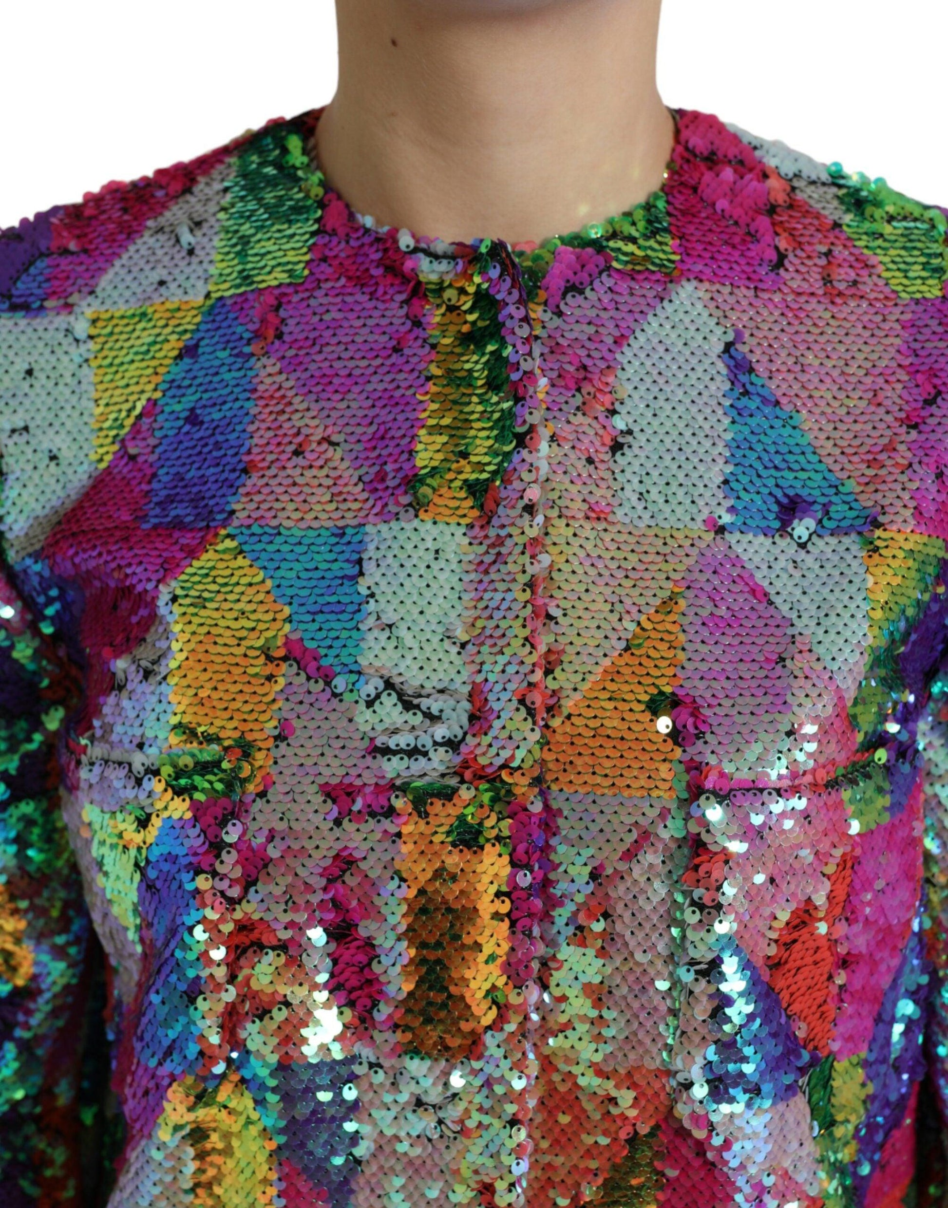 Dolce & Gabbana Multicolor Sequined Long Jacket - Arichezz.store