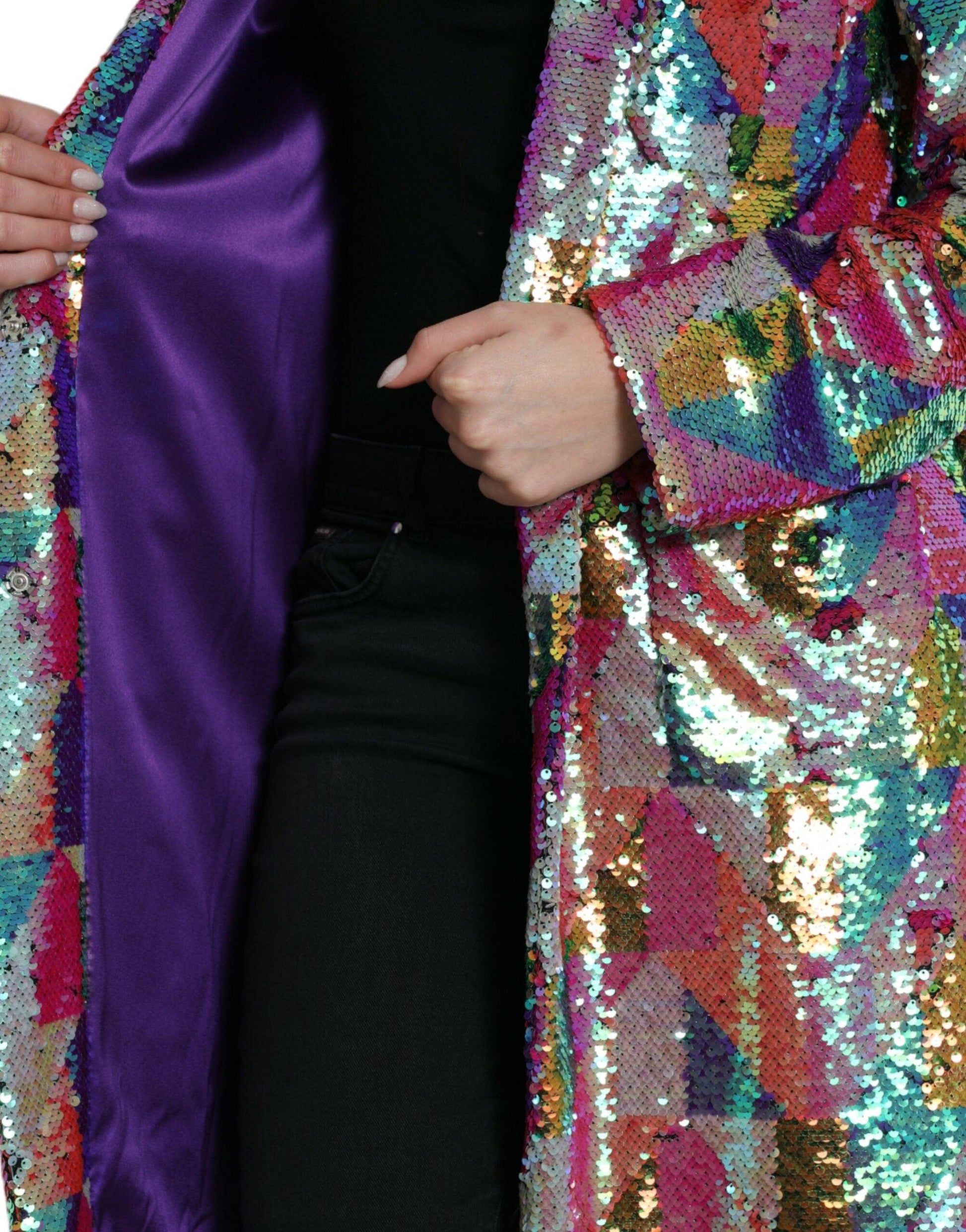 Dolce & Gabbana Multicolor Sequined Long Jacket - Arichezz.store