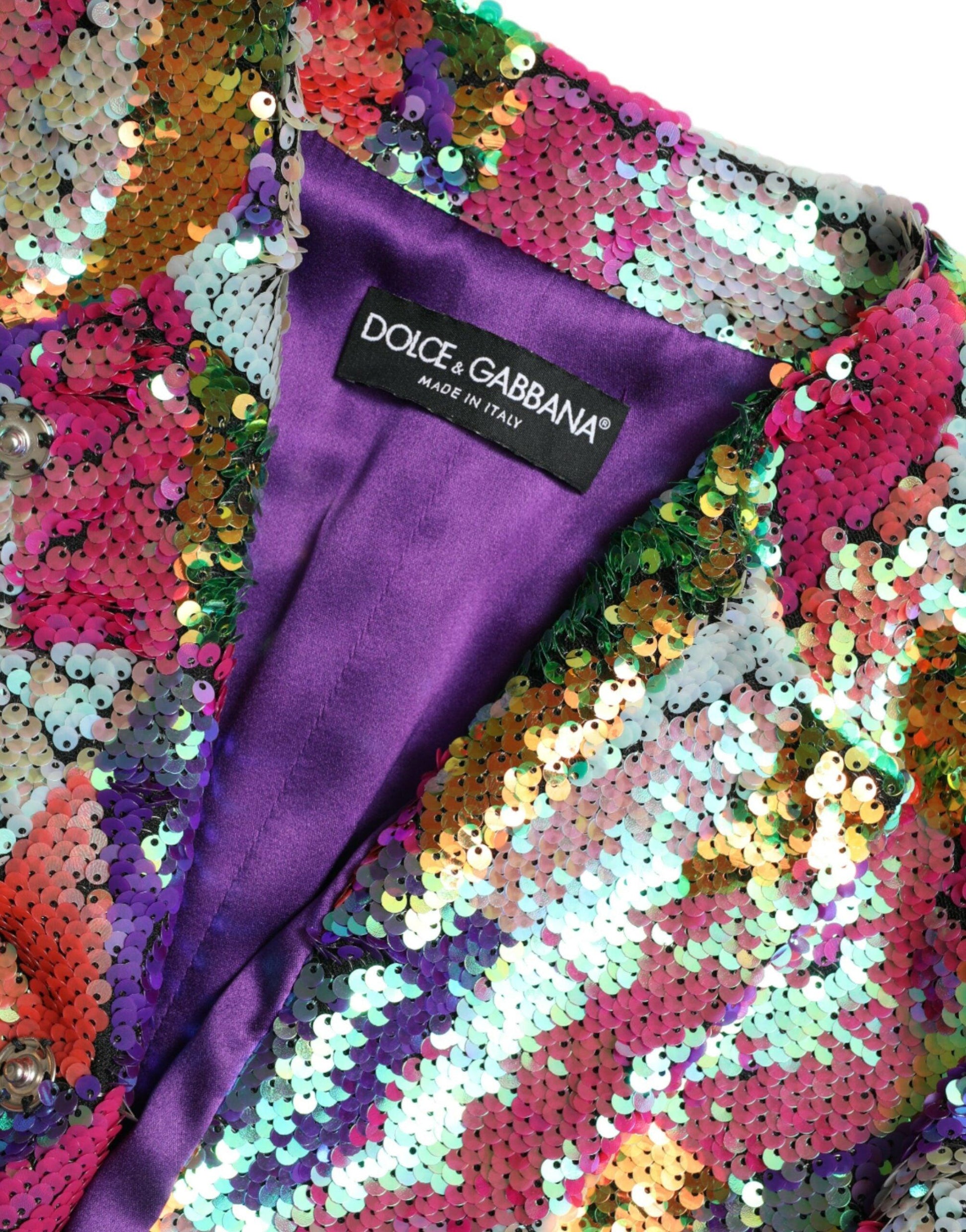 Dolce & Gabbana Multicolor Sequined Long Jacket - Arichezz.store