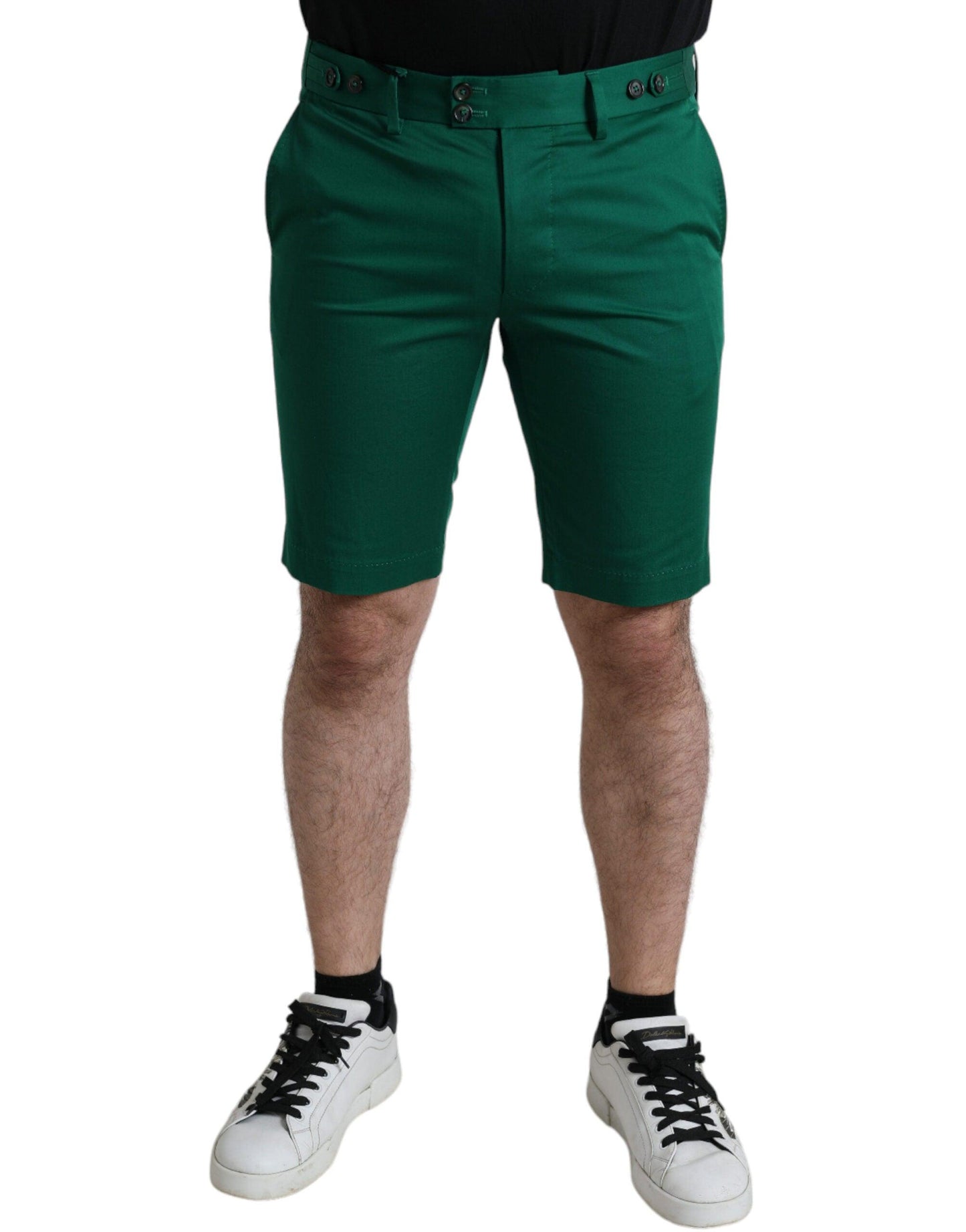 Dolce & Gabbana Elegant Deep Green Cotton Bermuda Shorts - Arichezz.store