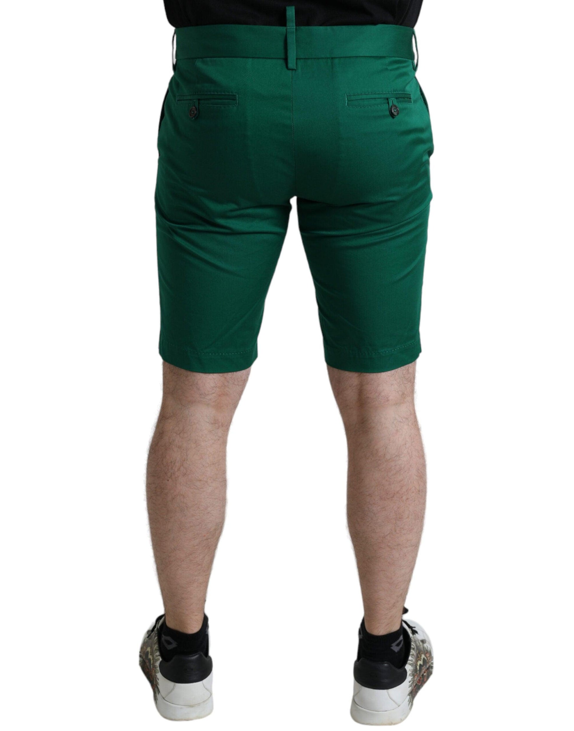 Dolce & Gabbana Elegant Deep Green Cotton Bermuda Shorts - Arichezz.store