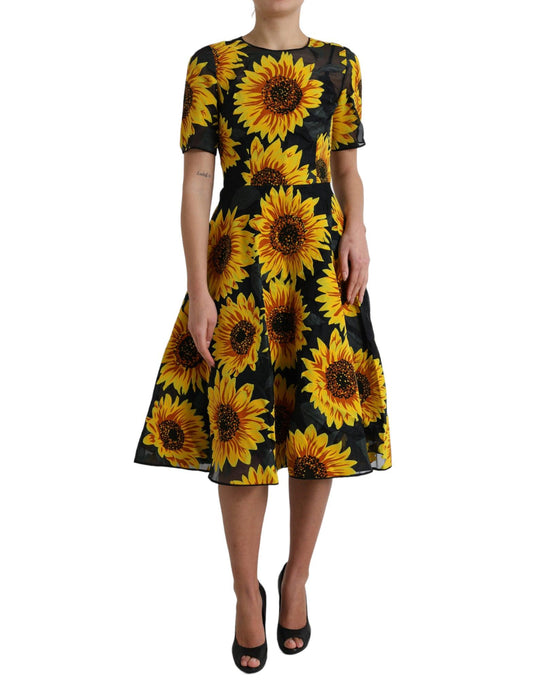 Dolce & Gabbana Summery Sunflower A-Line Midi Dress - Arichezz.store