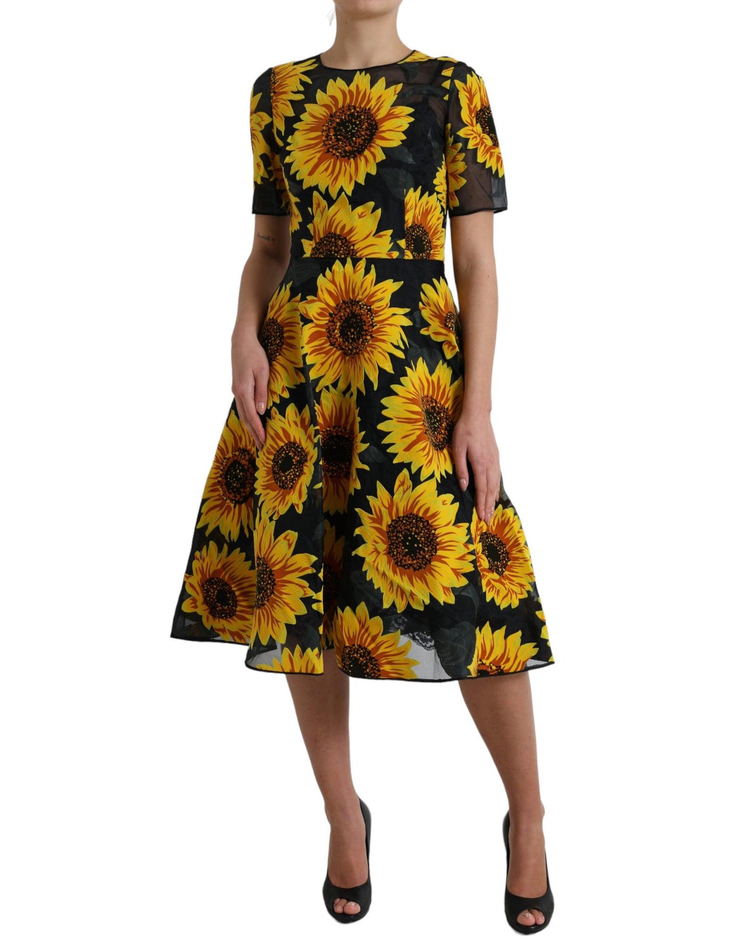 Dolce & Gabbana Summery Sunflower A-Line Midi Dress - Arichezz.store