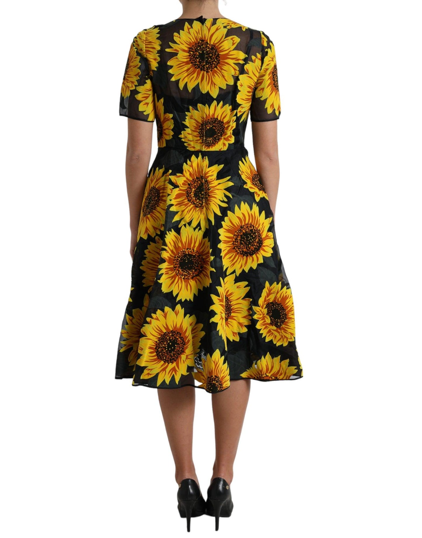 Dolce & Gabbana Summery Sunflower A-Line Midi Dress - Arichezz.store