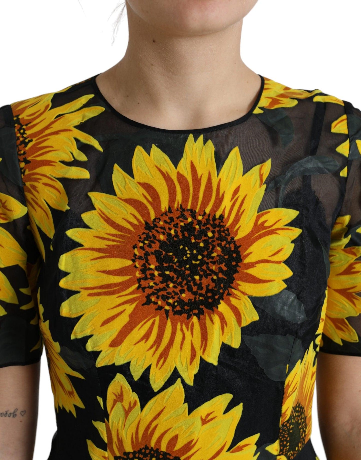 Dolce & Gabbana Summery Sunflower A-Line Midi Dress - Arichezz.store