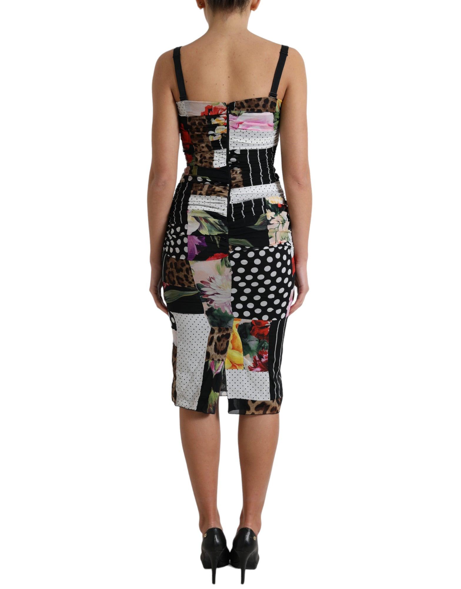 Dolce & Gabbana Elegant Patchwork Silk Midi Dress - Arichezz.store