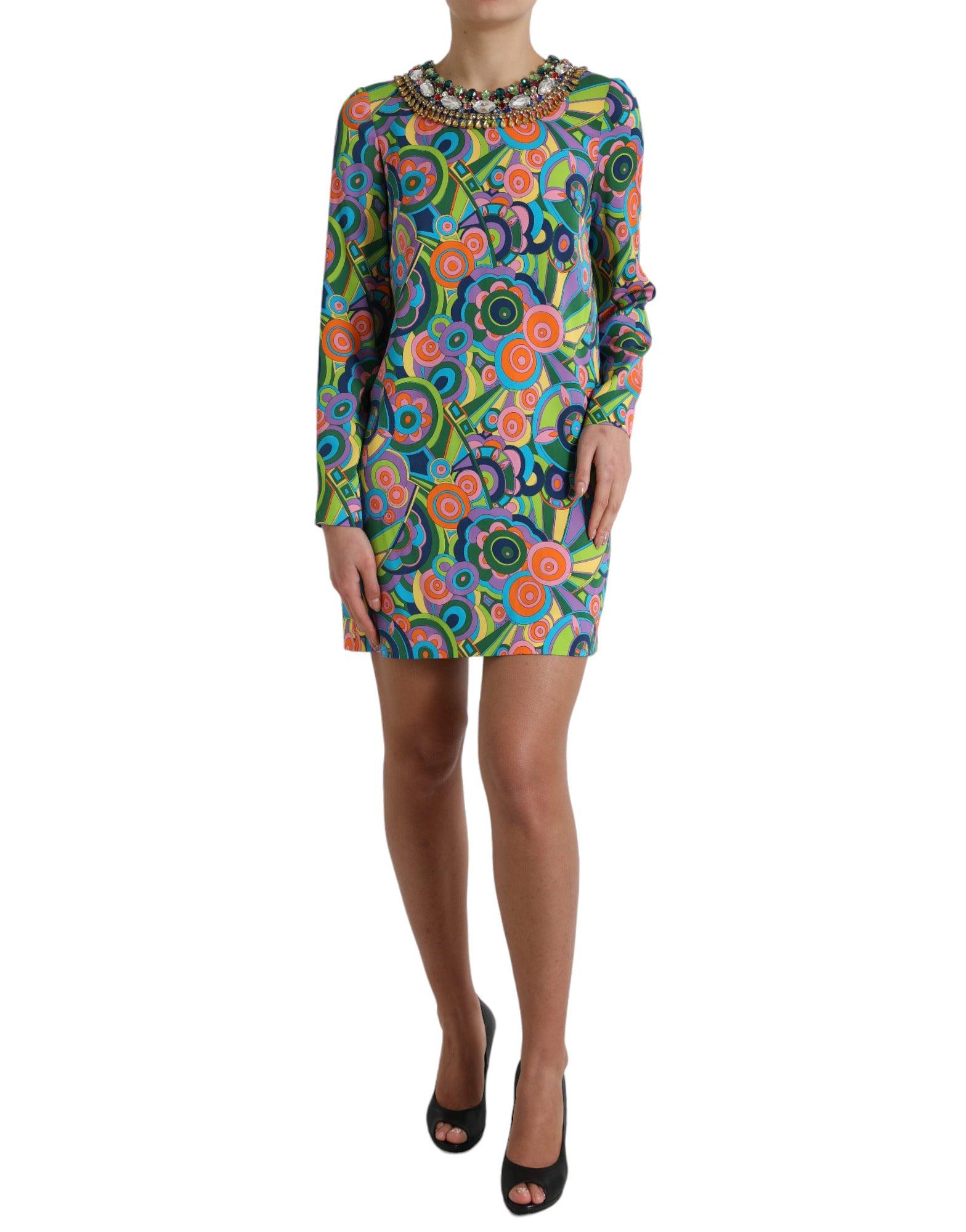 Dolce & Gabbana Multicolor Geometric Silk Mini Dress - Arichezz.store