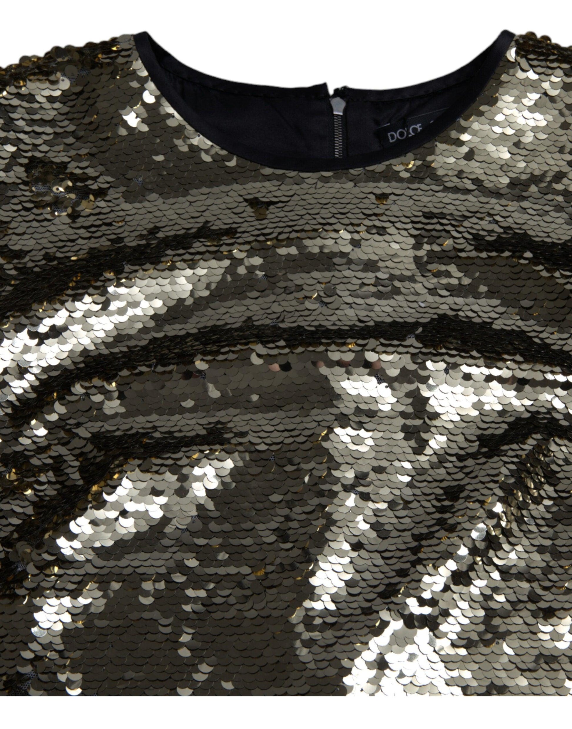 Dolce & Gabbana Elegant Silver Sequined Mini Dress - Arichezz.store