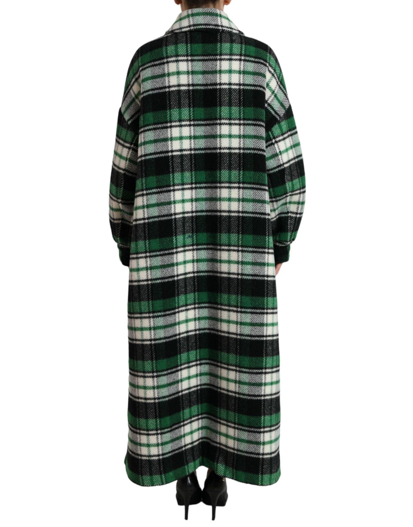 Dolce & Gabbana Elegant Green Plaid Long Coat - Arichezz.store