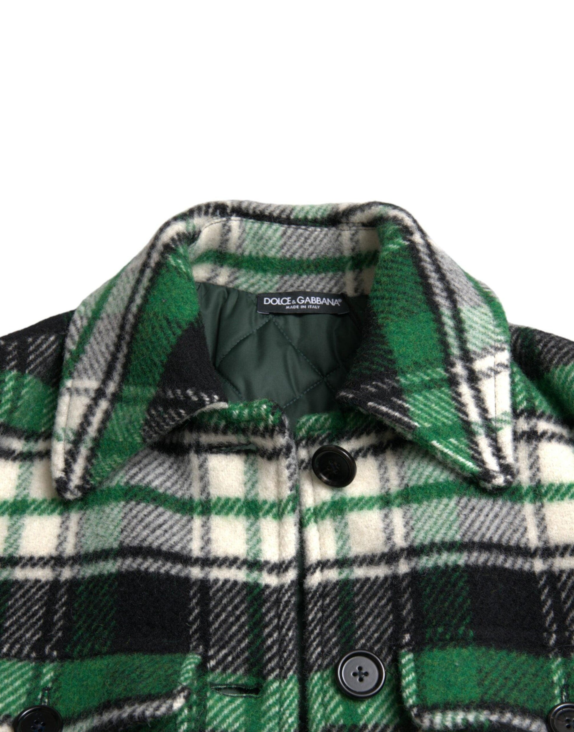 Dolce & Gabbana Elegant Green Plaid Long Coat - Arichezz.store