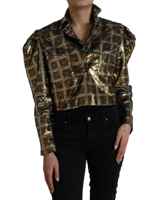 Dolce & Gabbana Multicolor Sequined Cropped Jacket - Arichezz.store