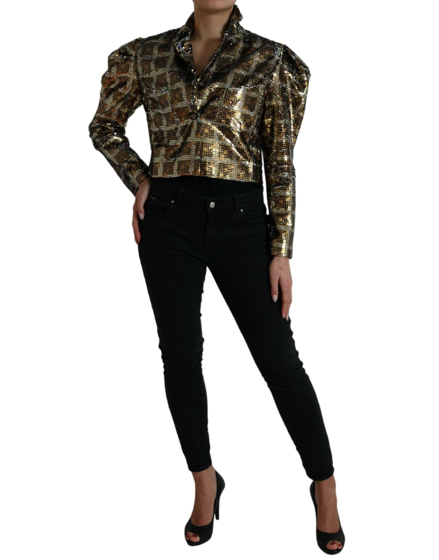 Dolce & Gabbana Multicolor Sequined Cropped Jacket - Arichezz.store