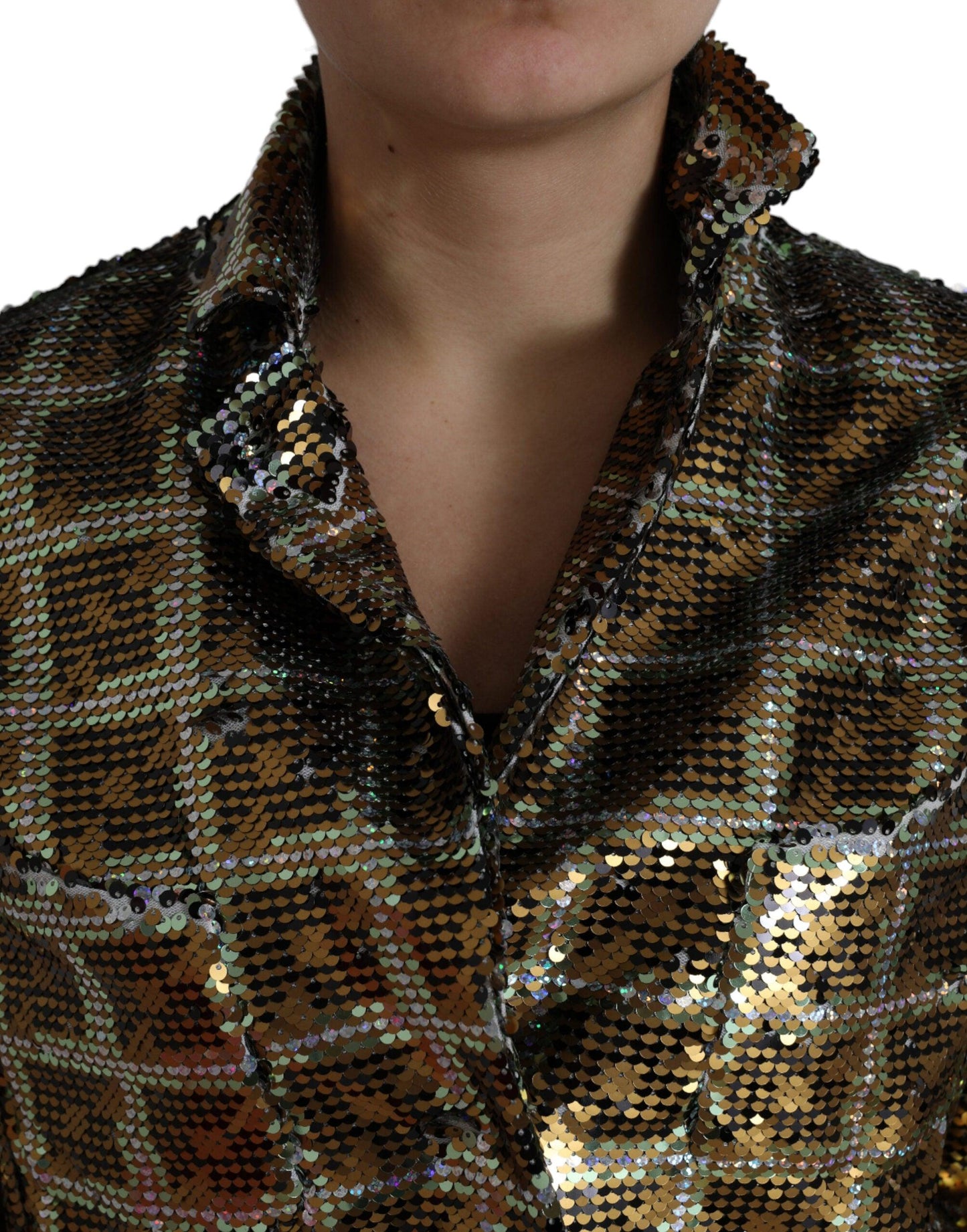 Dolce & Gabbana Multicolor Sequined Cropped Jacket - Arichezz.store