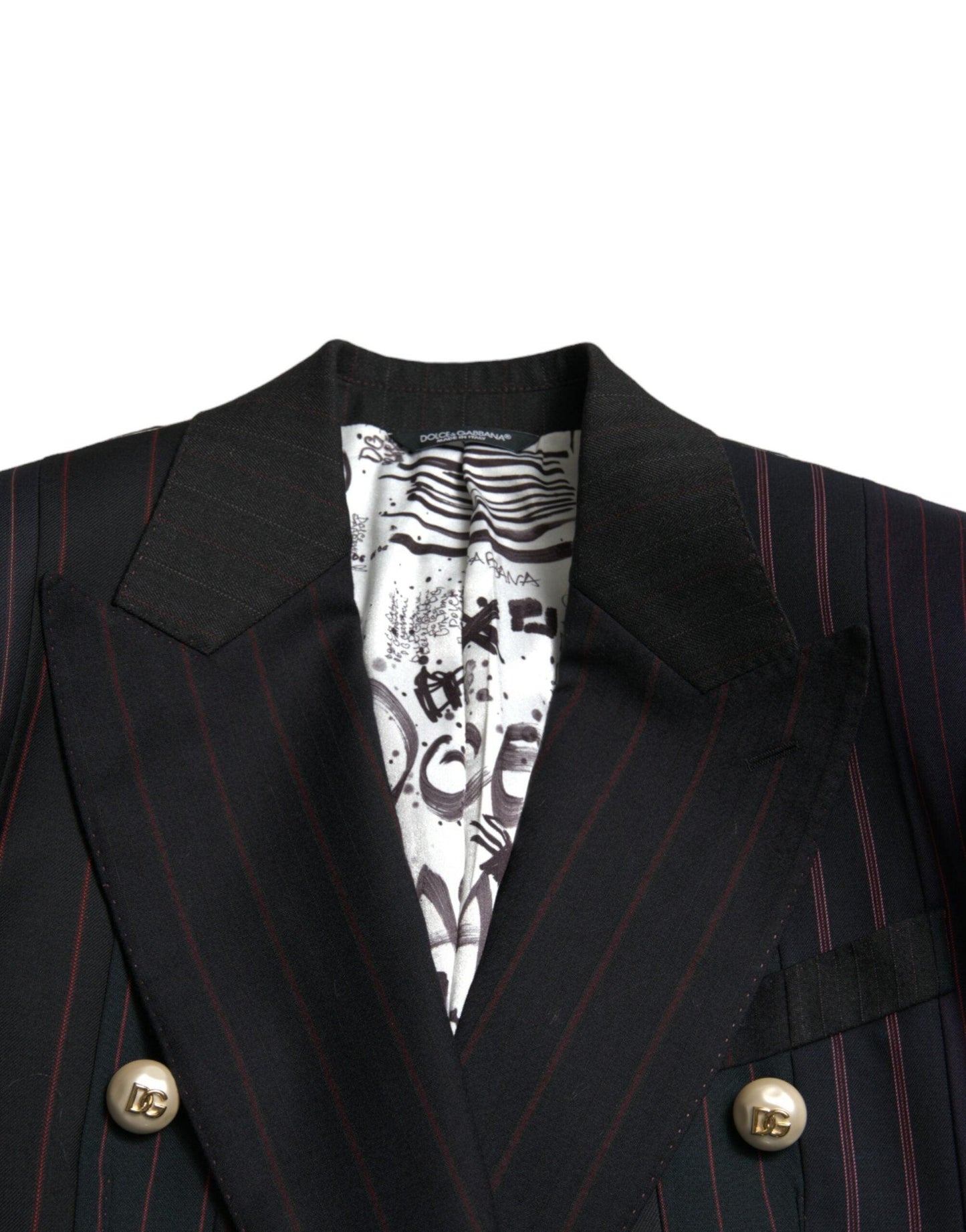 Dolce & Gabbana Striped Double Breasted Wool Blazer - Arichezz.store