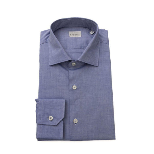 Bagutta Light Blue Cotton Men Shirt