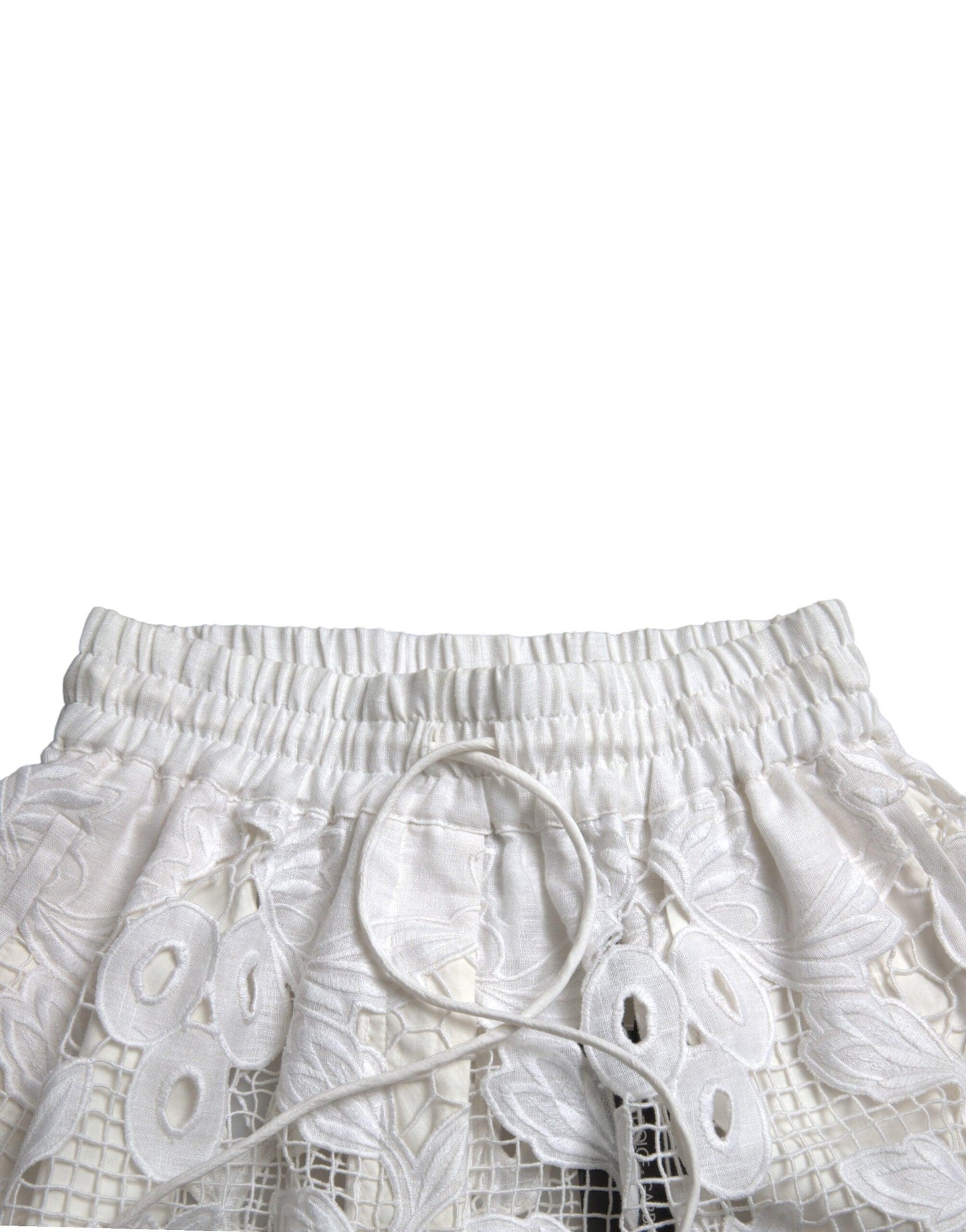 Dolce & Gabbana Chic High-Waisted Lace Shorts in Pure White - Arichezz.store