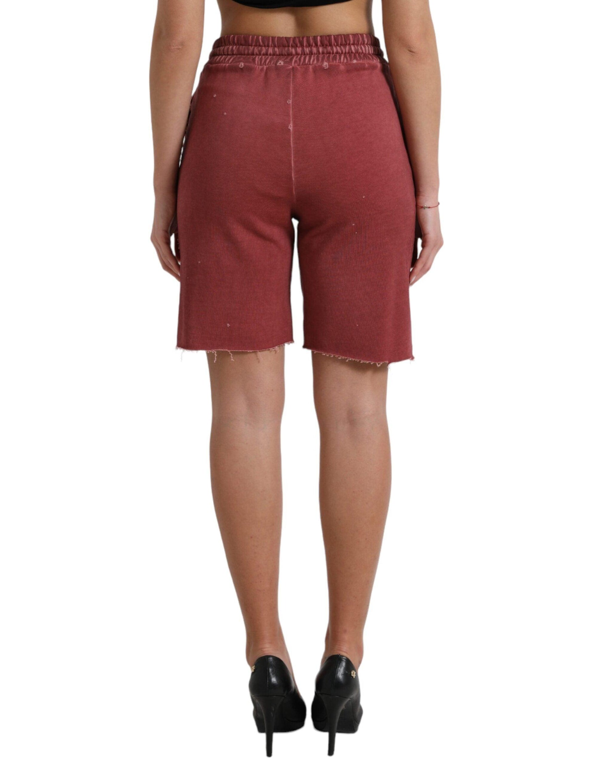 Dolce & Gabbana Chic Maroon High-Waist Designer Sweatshorts - Arichezz.store