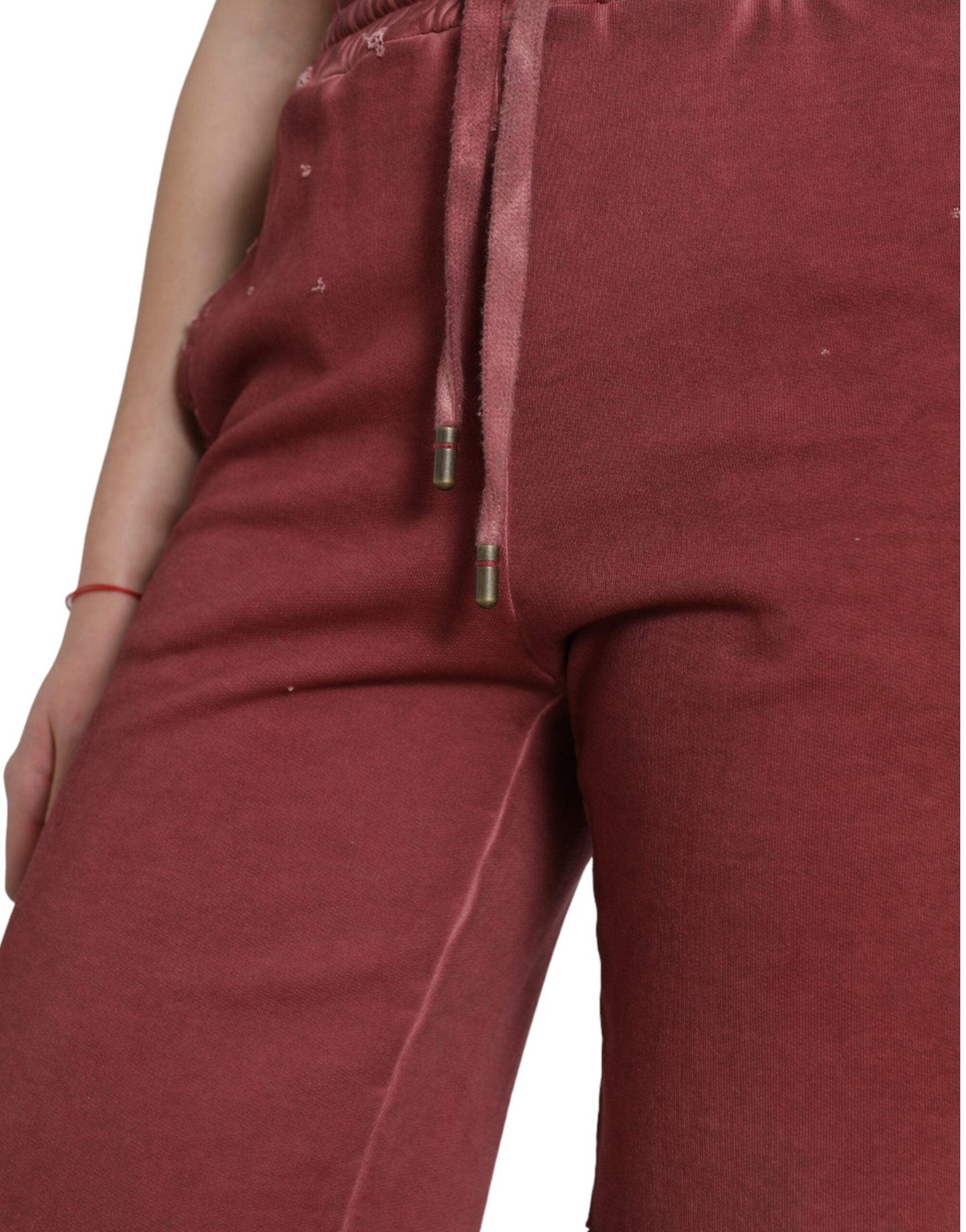 Dolce & Gabbana Chic Maroon High-Waist Designer Sweatshorts - Arichezz.store