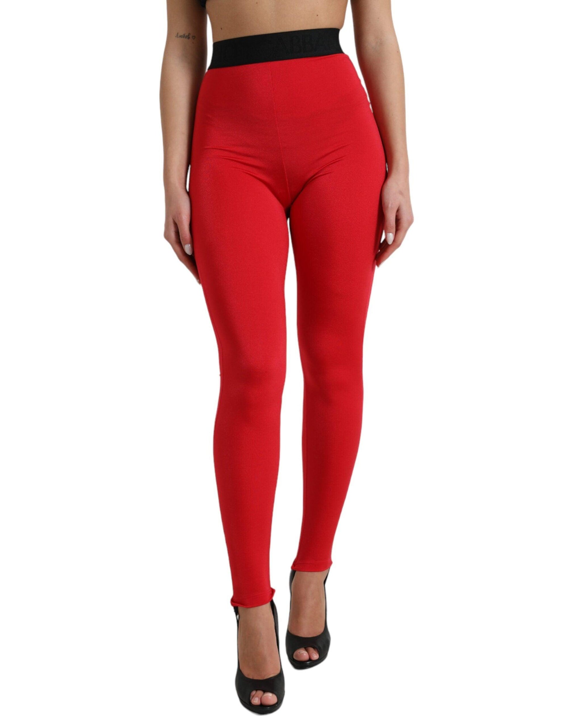 Dolce & Gabbana Elegant High Waist Red Leggings - Arichezz.store