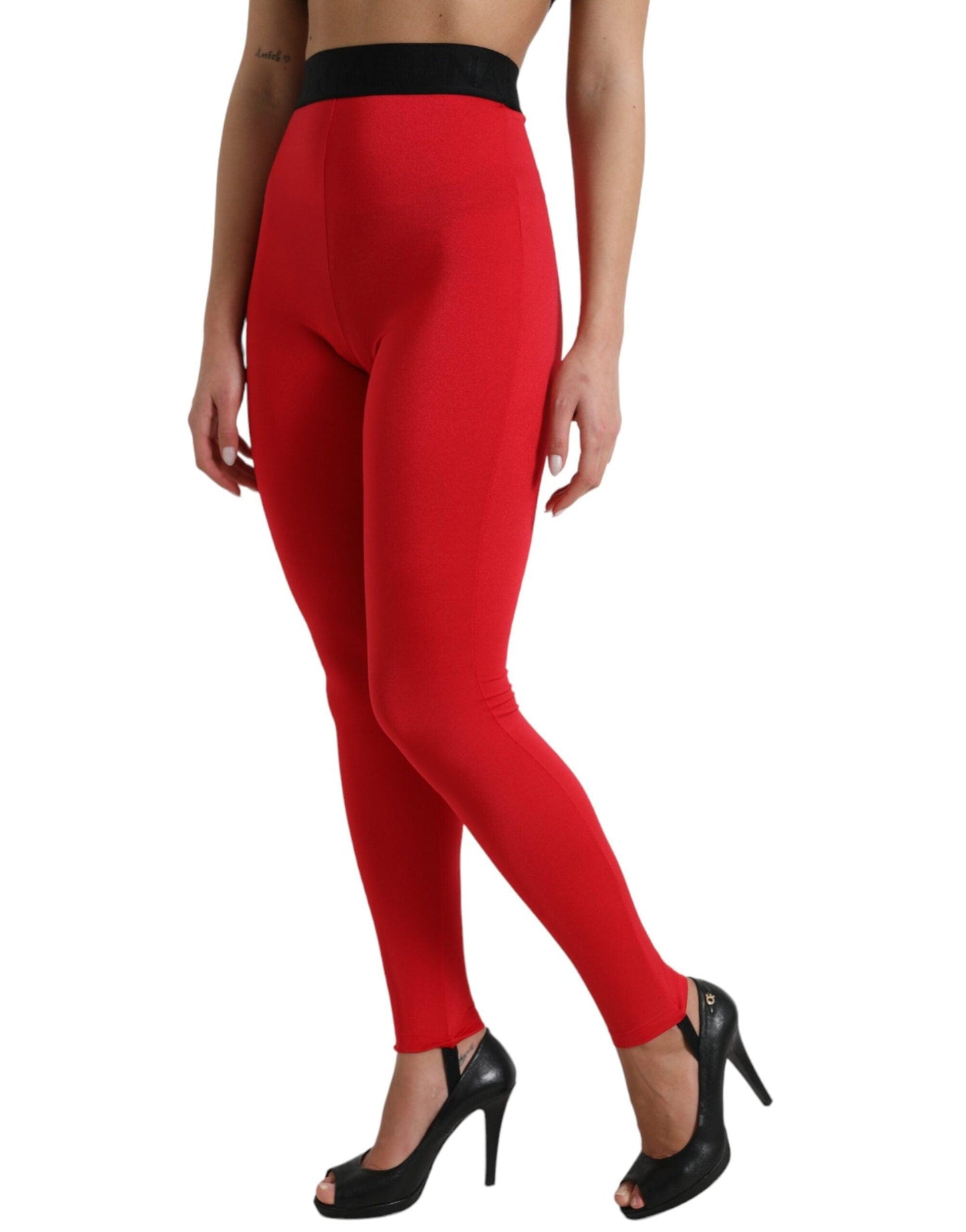 Dolce & Gabbana Elegant High Waist Red Leggings - Arichezz.store