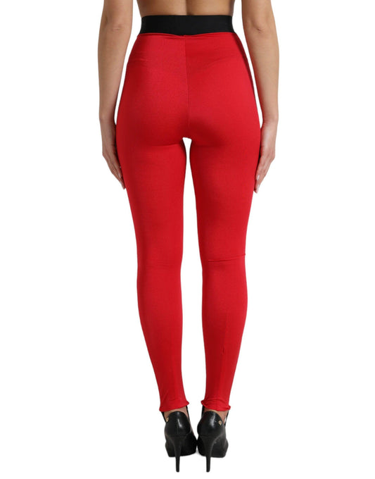 Dolce & Gabbana Elegant High Waist Red Leggings - Arichezz.store