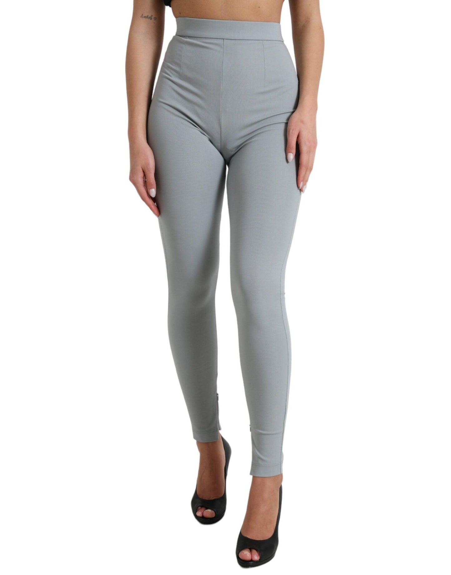 Dolce & Gabbana Elegant High Waist Leggings in Gray - Arichezz.store