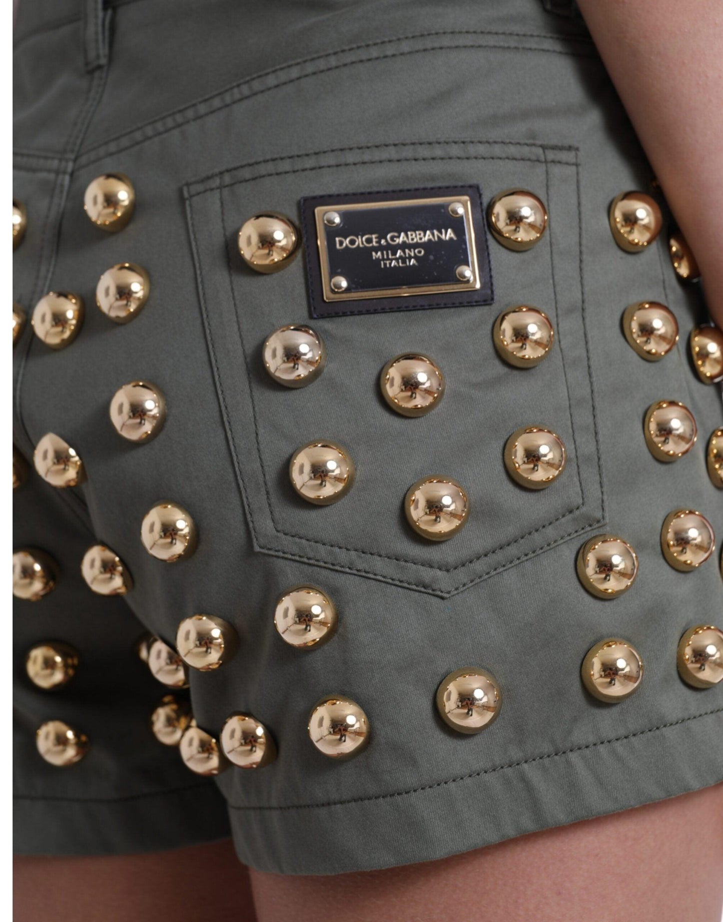 Dolce & Gabbana Emerald High Waist Embellished Shorts - Arichezz.store