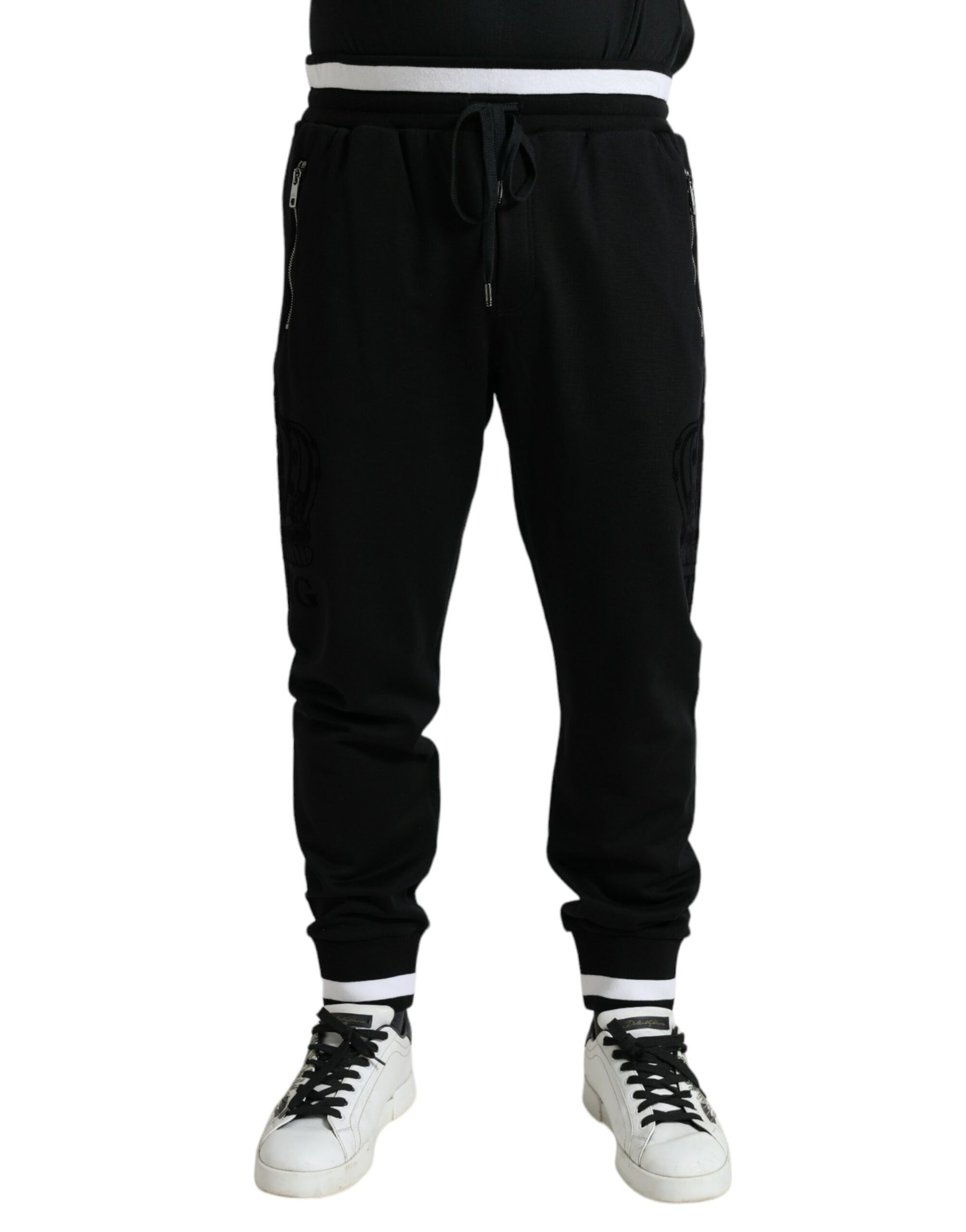 Dolce & Gabbana Elegant Black and White Cotton Joggers - Arichezz.store