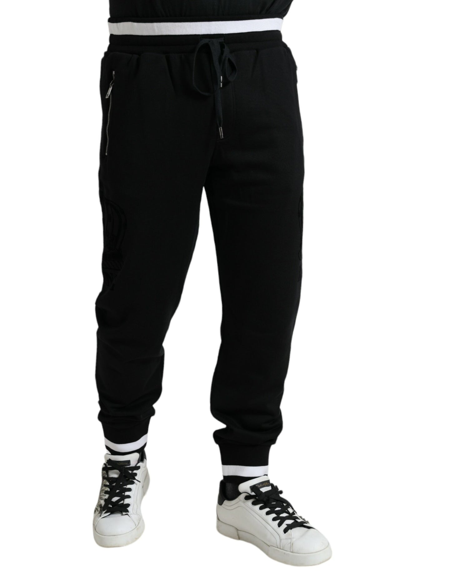 Dolce & Gabbana Elegant Black and White Cotton Joggers - Arichezz.store