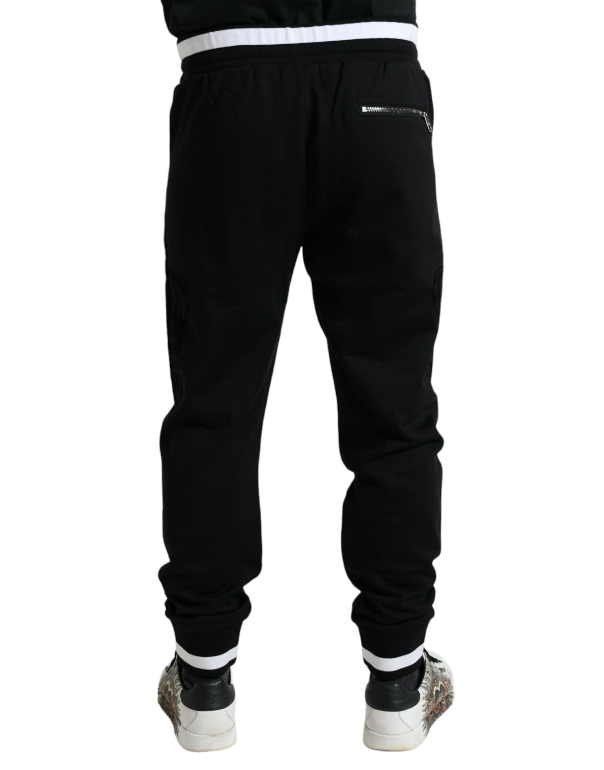 Dolce & Gabbana Elegant Black and White Cotton Joggers - Arichezz.store