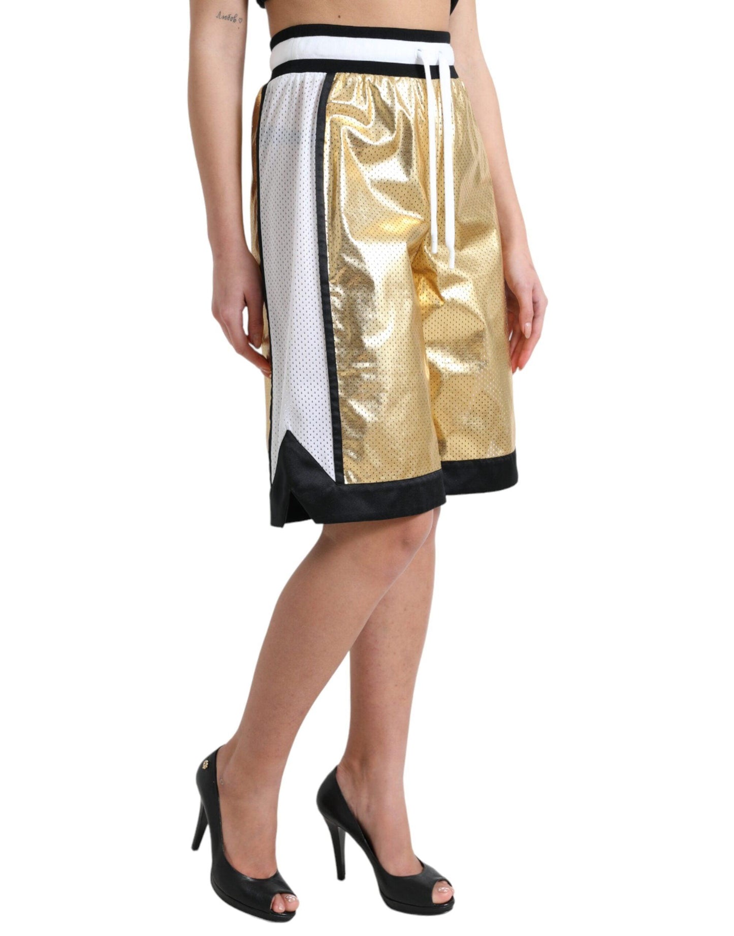 Dolce & Gabbana Elevated Elegance: High Waist Golden Shorts - Arichezz.store