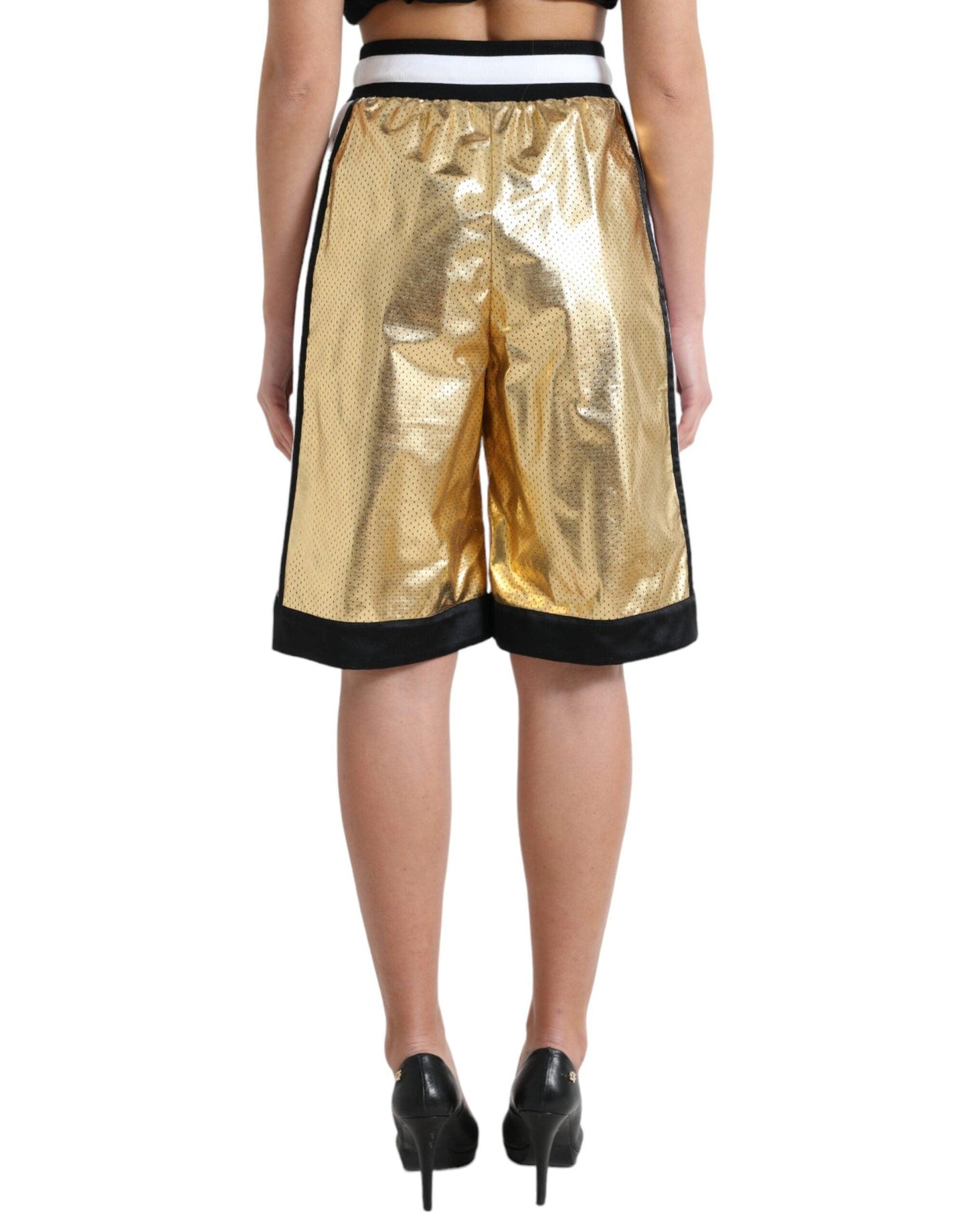 Dolce & Gabbana Elevated Elegance: High Waist Golden Shorts - Arichezz.store