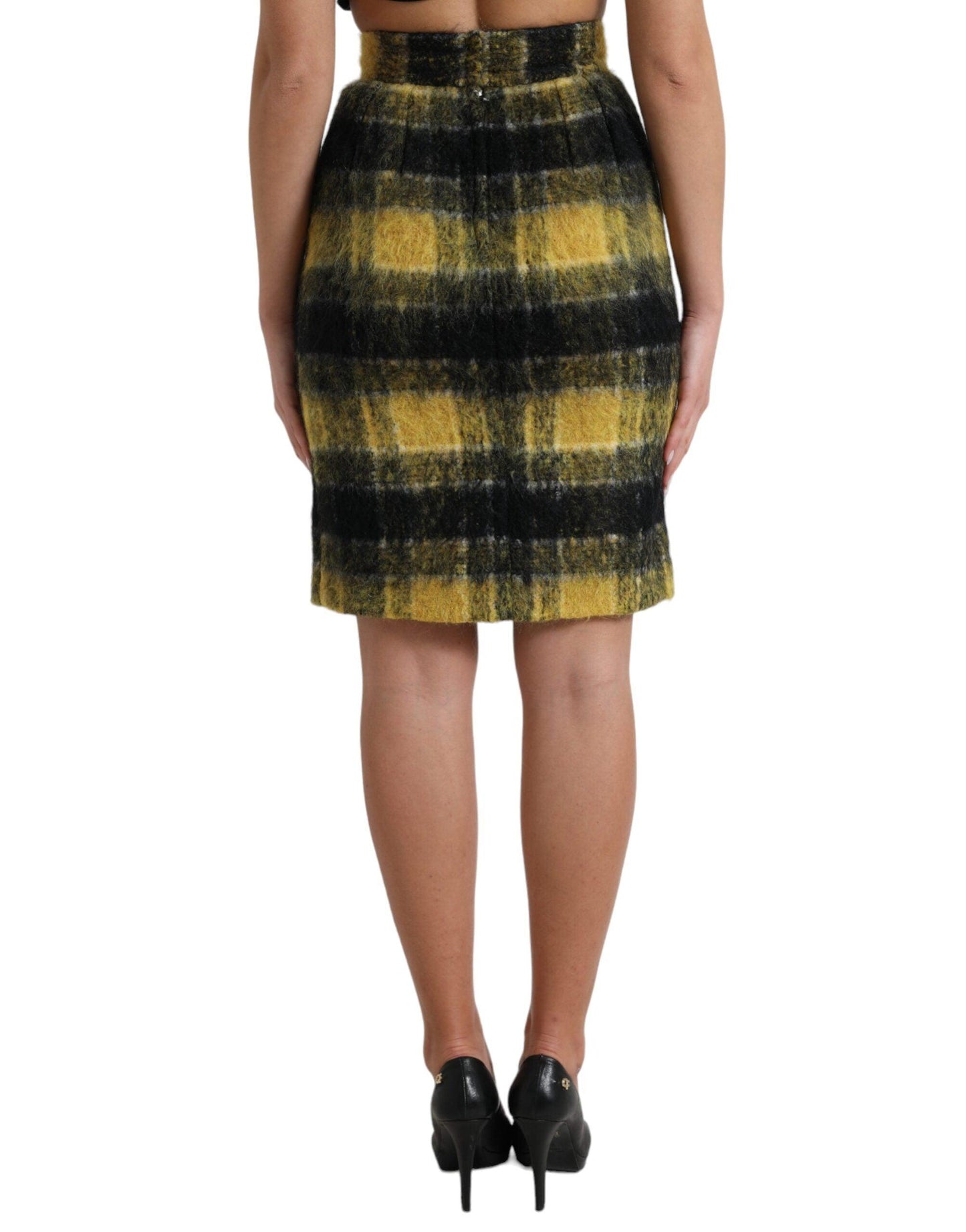 Dolce & Gabbana High Waist Check Print Silk-Lined Mini Skirt - Arichezz.store