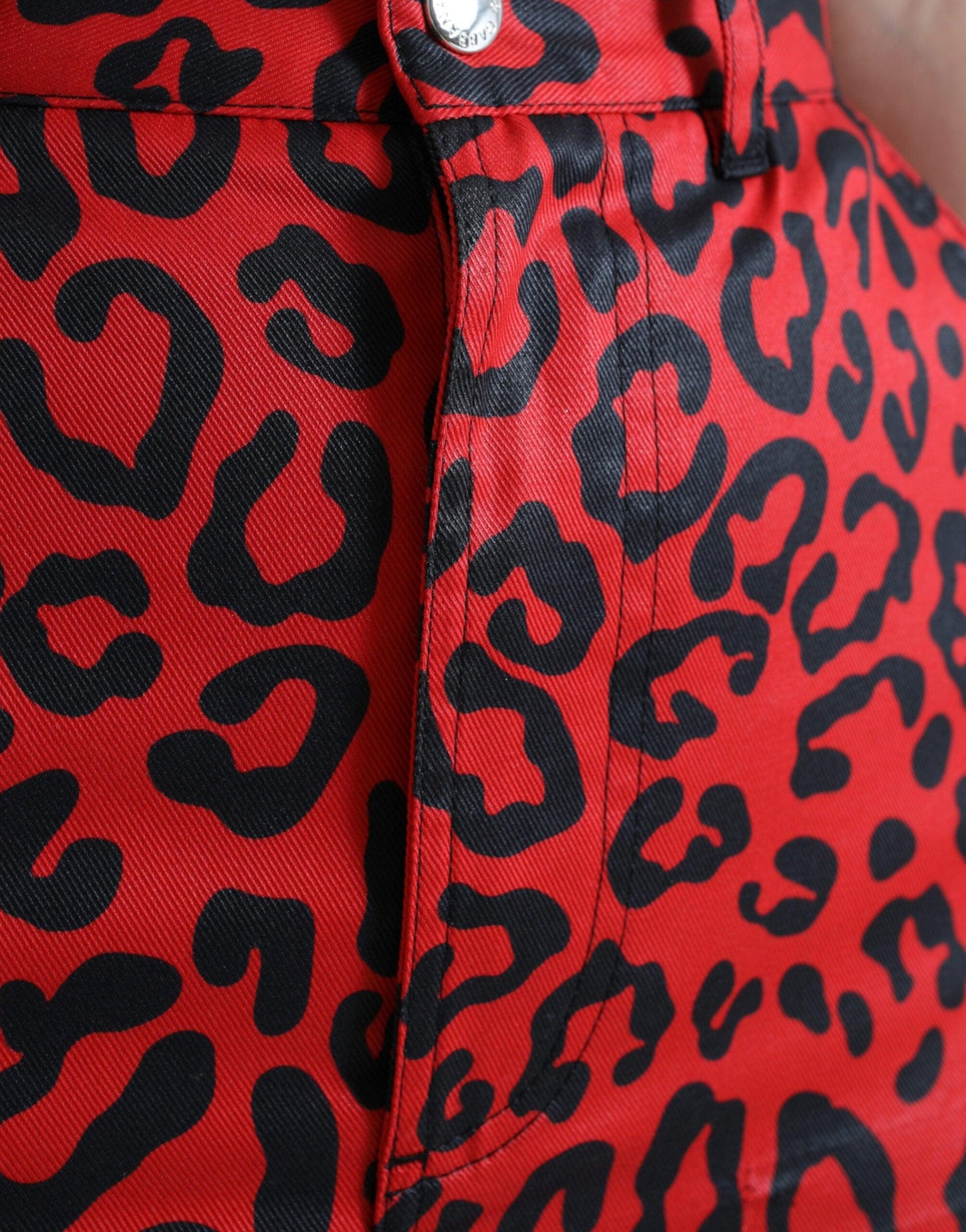 Dolce & Gabbana High Waist Red Leopard Mini Skirt - Arichezz.store