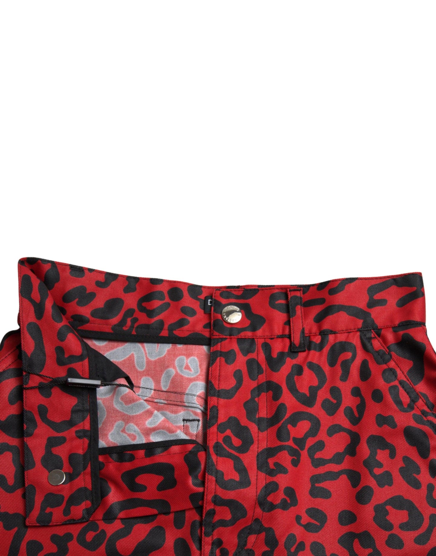 Dolce & Gabbana High Waist Red Leopard Mini Skirt - Arichezz.store